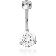 TITANIUM INTERNALLY THREADED DOUBLE JEWELLED NAVEL BANANA ATTCHMENT TOP - BOTTOM PRONG SET