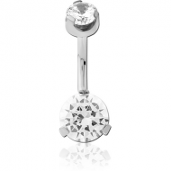 TITANIUM INTERNALLY THREADED DOUBLE JEWELLED NAVEL BANANA ATTCHMENT TOP - BOTTOM PRONG SET