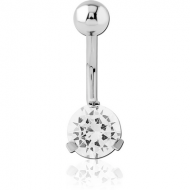 TITANIUM INTERNALLY THREADED PRONG SET JEWELLED NAVEL BANANA