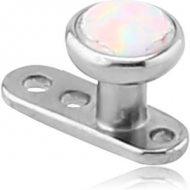TITANIUM INTERNALLY THREADED DERMAL ANCHOR WITH SYNTHETIC OPAL JEWELLED DISC PIERCING
