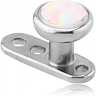 TITANIUM INTERNALLY THREADED DERMAL ANCHOR WITH SYNTHETIC OPAL JEWELLED DISC