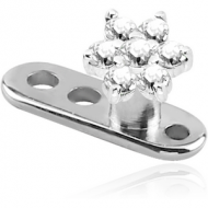 TITANIUM INTERNALLY THREADED DERMAL ANCHOR WITH SURGICAL STEEL JEWELLED FLOWER ATTACHMENT