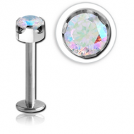 TITANIUM INTERNALLY THREADED JEWELLED LABRET - CROWN PIERCING