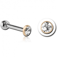 14K GOLD JEWELLED ATTACHMENT WITH TITANIUM INTERNALLY THREADED MIRCO BARBELL