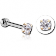 14K GOLD JEWELLED ATTACHMENT WITH TITANIUM INTERNALLY THREADED MIRCO BARBELL