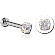 14K GOLD JEWELLED ATTACHMENT WITH TITANIUM INTERNALLY THREADED MIRCO BARBELL PIERCING