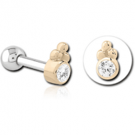 14K GOLD JEWELLED ATTACHMENT WITH TITANIUM INTERNALLY THREADED MIRCO BARBELL