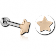 14K GOLD JEWELLED ATTACHMENT WITH TITANIUM INTERNALLY THREADED MIRCO BARBELL PIERCING