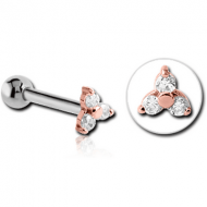 14K WHITE GOLD JEWELLED ATTACHMENT WITH TITANIUM INTERNALLY THREADED MIRCO BARBELL