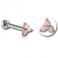 18K ROSE GOLD JEWELLED ATTACHMENT WITH TITANIUM INTERNALLY THREADED MIRCO BARBELL