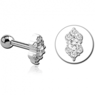 TITANIUM INTERNALLY THREADED MIRCO BARBELL WITH JEWELLED MICRO ATTACHMENT- TRIPLE PIERCING