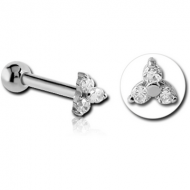 14K WHITE GOLD ATTACHMENT WITH TITANIUM INTERNALLY THREADED MIRCO BARBELL