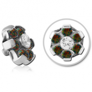 TITANIUM MICRO JEWELLED AND SYNTHETIC OPAL ATTACHMENT FOR 1.2MM INTERNALLY THREADED PINS -FLOWER