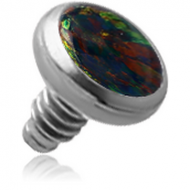 TITANIUM SYNTHETIC OPAL JEWELLED DISC FOR 1.2MM INTERNALLY THREADED PINS