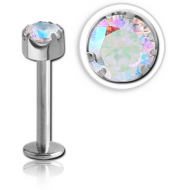 TITANIUM INTERNALLY THREADED JEWELLED MICRO LABRET - CROWN PIERCING