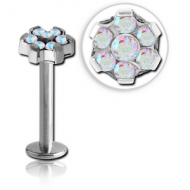 TITANIUM INTERNALLY THREADED JEWELLED MICRO LABRET - FLOWER