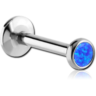 TITANIUM INTERNALLY THREADED SYNTHETIC OPAL JEWELLED DISC MICRO LABRET PIERCING