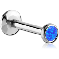 TITANIUM INTERNALLY THREADED SYNTHETIC OPAL JEWELLED DISC MICRO LABRET