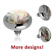 TITANIUM INTERNALLY THREADED SYNTHETIC MOTHER OF PEARL DISC PIERCING