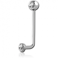 INTERNALLY THREADED TITANIUM SURFACE BARBELL WITH JEWELLED DISC AND JEWELLED TITANIUM BALL