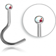 TITANIUM OPTIMA CRYSTAL JEWELLED CURVED NOSE STUD PIERCING