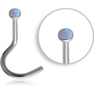 TITANIUM SYNTHETIC OPAL CURVED NOSE STUD