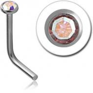 TITANIUM SWAROVSKI CRYSTAL JEWELLED 90 DEGREE NOSE STUD PIERCING