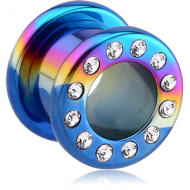 ANODISED TITANIUM JEWELED ROUND-EDGE THREADED TUNNEL