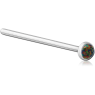 TITANIUM JEWELLED STRAIGHT NOSE STUD 19MM SYNTHETIC OPAL PIERCING