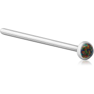 TITANIUM JEWELLED STRAIGHT NOSE STUD 19MM SYNTHETIC OPAL