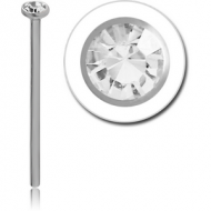 TITANIUM SWAROVSKI CRYSTAL JEWELLED STRAIGHT NOSE STUD 19MM