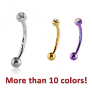 TITANIUM JEWELLED CURVED MICRO BARBELL WITHOUT TOP BALL PIERCING