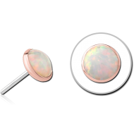 14K ROSE GOLD SYNTHETIC OPAL JEWELLED ATTACHMENT TITANIUM THREADLESS PINS PIERCING
