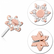 14K ROSE GOLD JEWELLED ATTACHMENT TITANIUM THREADLESS PIN