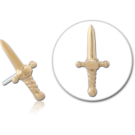 14K GOLD ATTACHMENT TITANIUM THREADLESS PIN