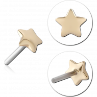 14K GOLD ATTACHMENT TITANIUM THREADLESS PIN
