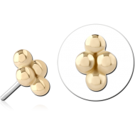 14K GOLD ATTACHMENT TITANIUM THREADLESS PIN