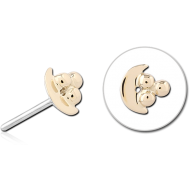 14K GOLD ATTACHMENT TITANIUM THREADLESS PIN