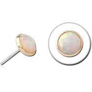 14K GOLD SYNTHETIC OPAL JEWELLED ATTACHMENT TITANIUM THREADLESS PINS PIERCING