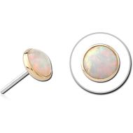 14K GOLD SYNTHETIC OPAL JEWELLED ATTACHMENT TITANIUM THREADLESS PINS