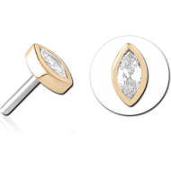 14K GOLD JEWELLED ATTACHMENT TITANIUM THREADLESS PIN