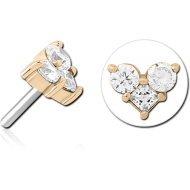 14K GOLD JEWELLED ATTACHMENT TITANIUM THREADLESS PIN