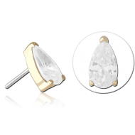 14K GOLD JEWELLED ATTACHMENT TITANIUM THREADLESS PIN