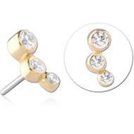 14K GOLD JEWELLED ATTACHMENT TITANIUM THREADLESS PIN