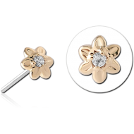 14K GOLD JEWELLED ATTACHMENT TITANIUM THREADLESS PIN