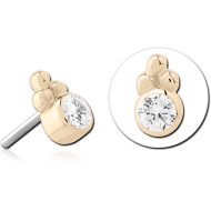 14K GOLD JEWELLED ATTACHMENT TITANIUM THREADLESS PIN