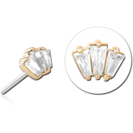 14K GOLD JEWELLED ATTACHMENT TITANIUM THREADLESS PIN