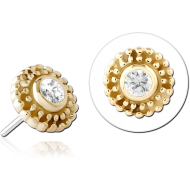 14K GOLD JEWELLED ATTACHMENT TITANIUM THREADLESS PIN