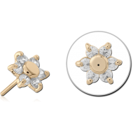 14K GOLD JEWELLED ATTACHMENT TITANIUM THREADLESS PIN