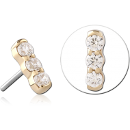 14K GOLD JEWELLED ATTACHMENT TITANIUM THREADLESS PIN